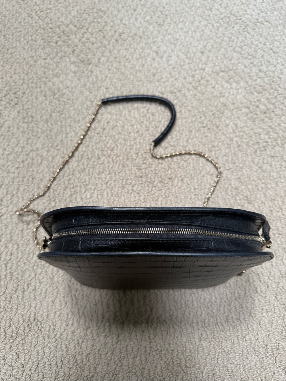 Sézane Victor Bag Black Crocodile Embossed Leather Crossbody - Picture 7 of 8